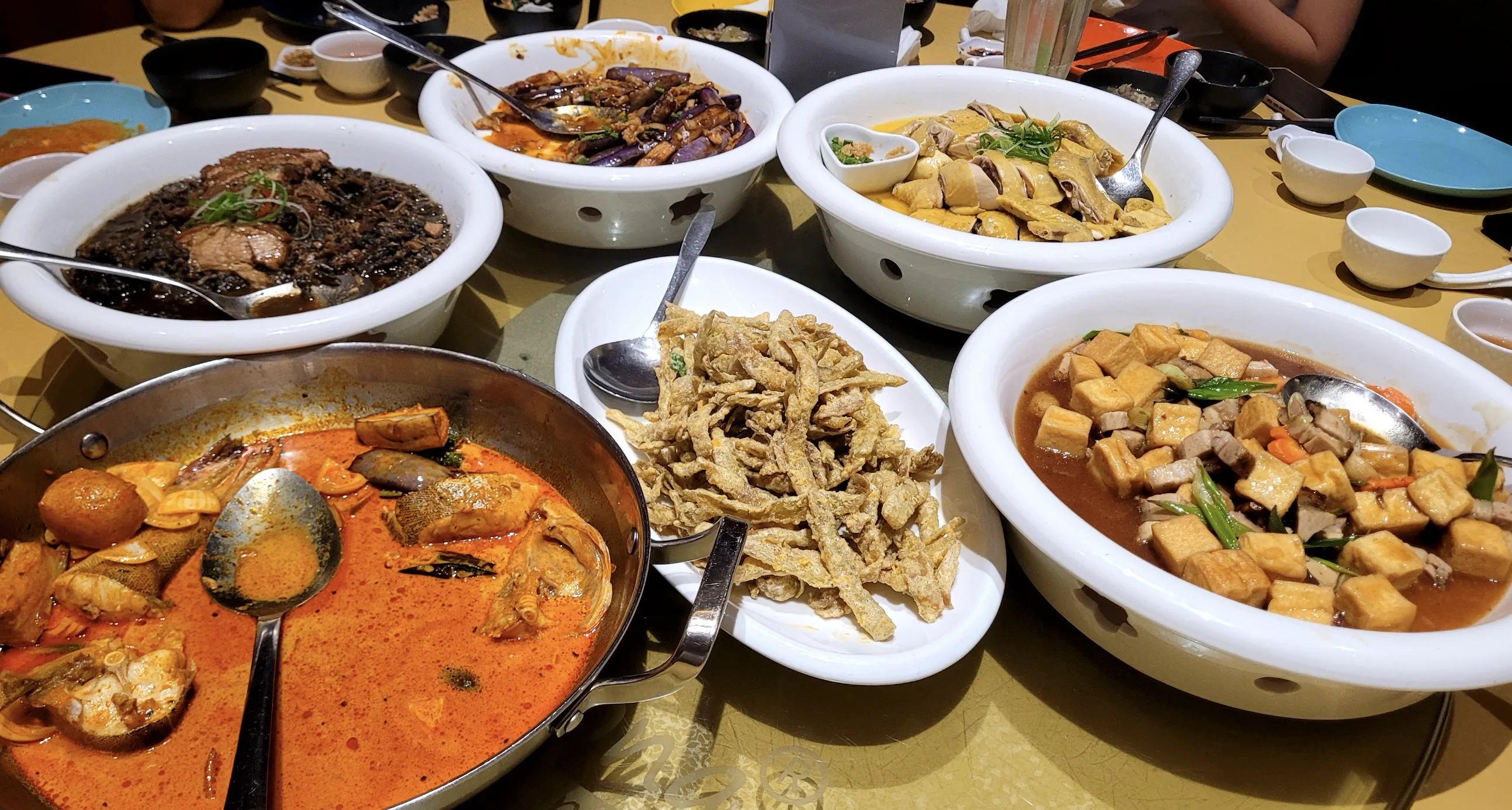 Round table dinner spread