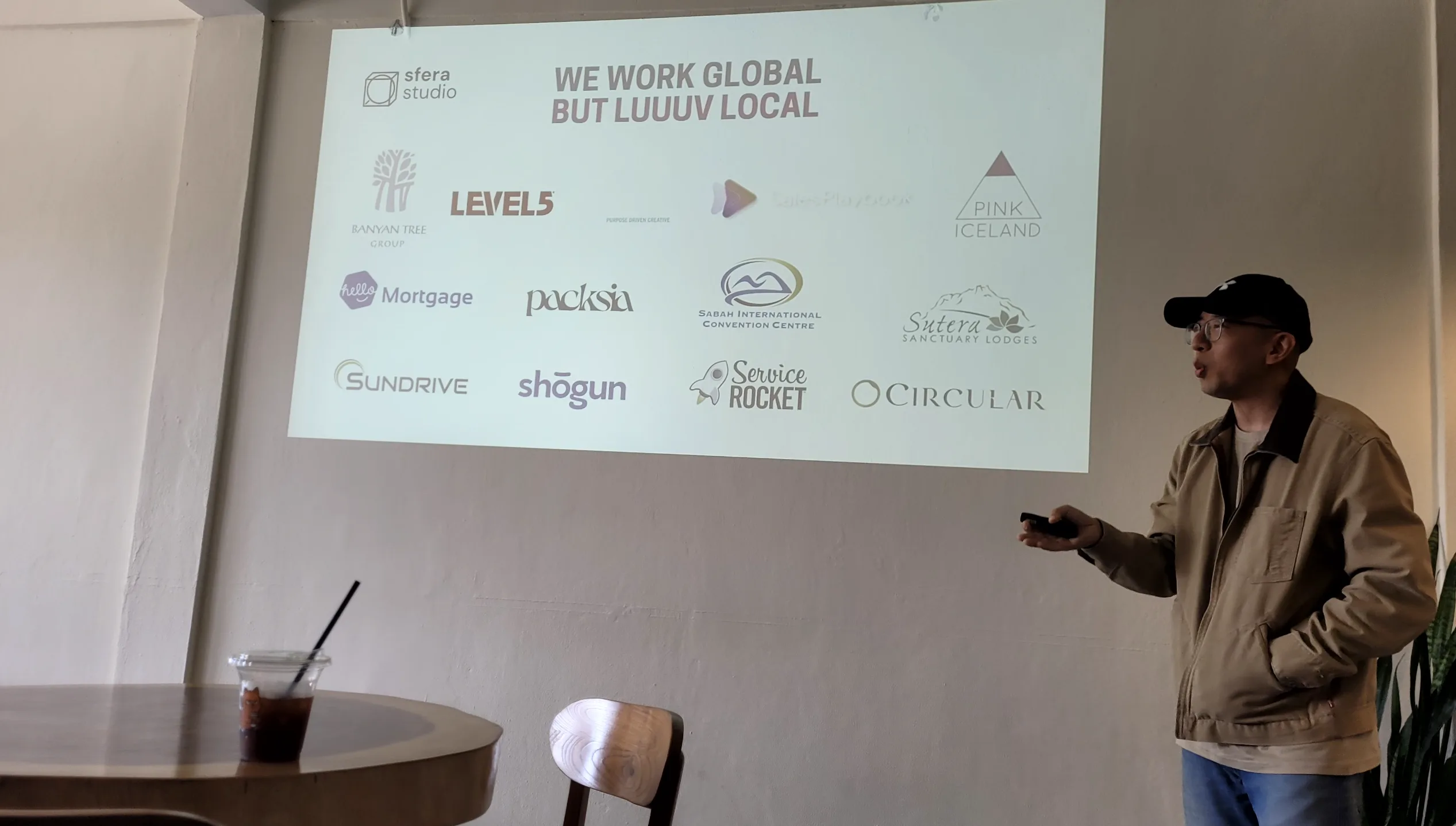 We work global but luuuv local — presentation slide
