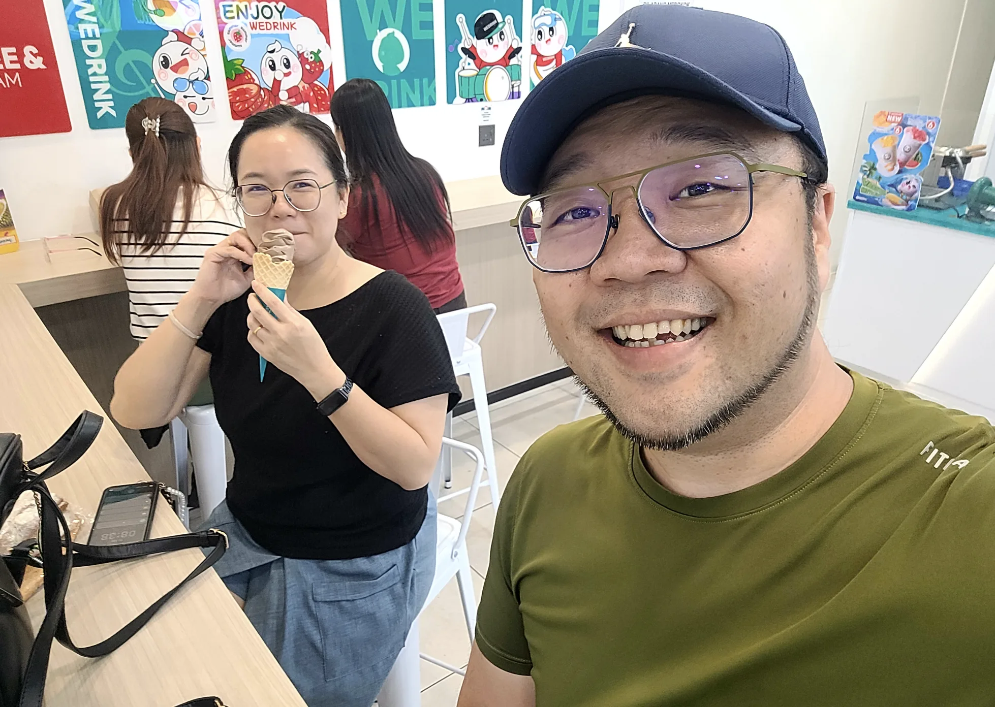 Selfie with wife at WeDrink ice cream shop