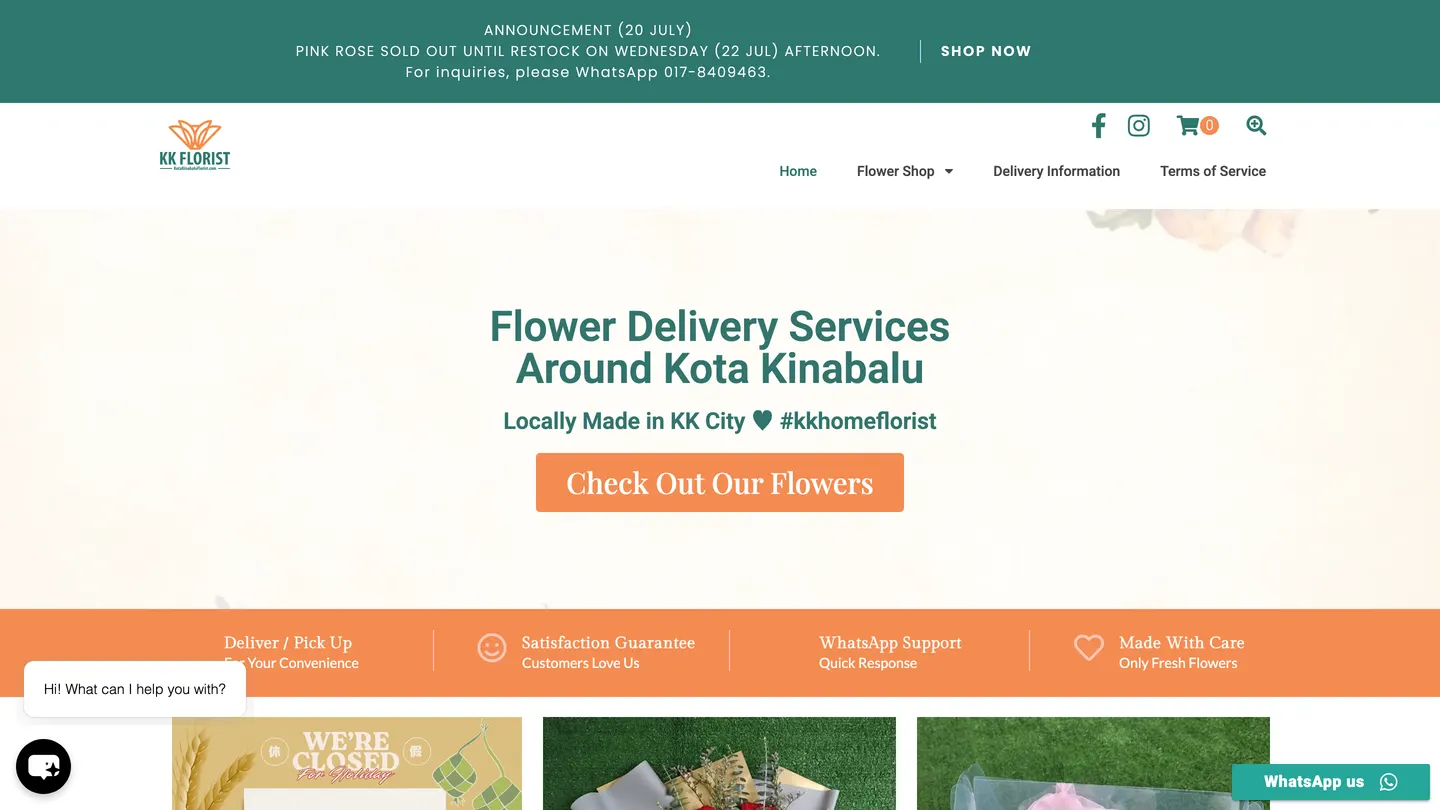 The KK Florist website