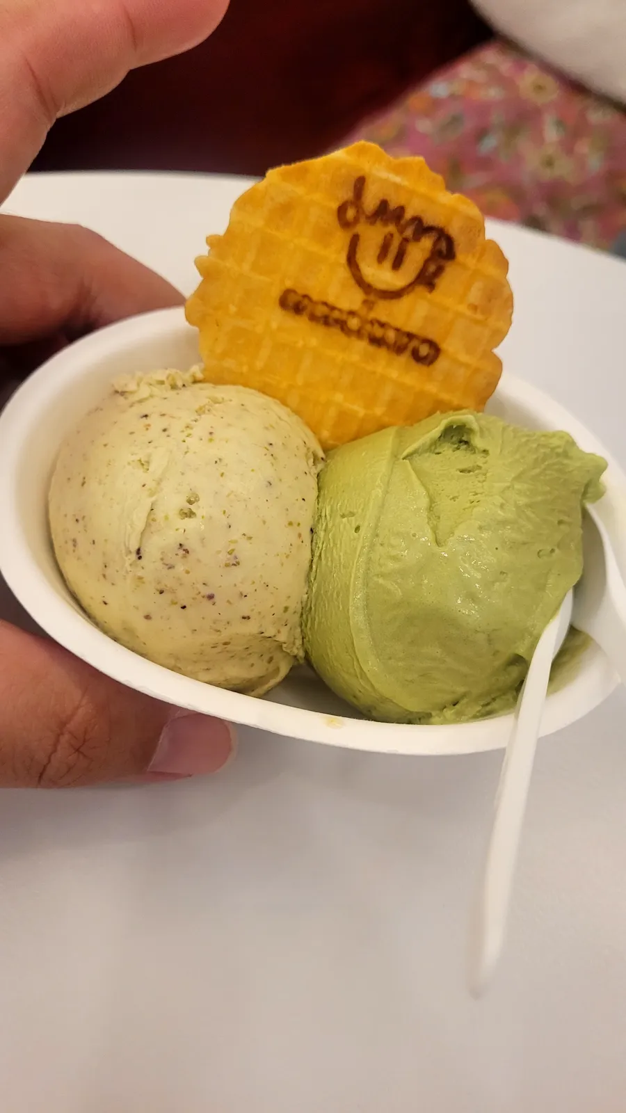 Two scoops of ice cream
