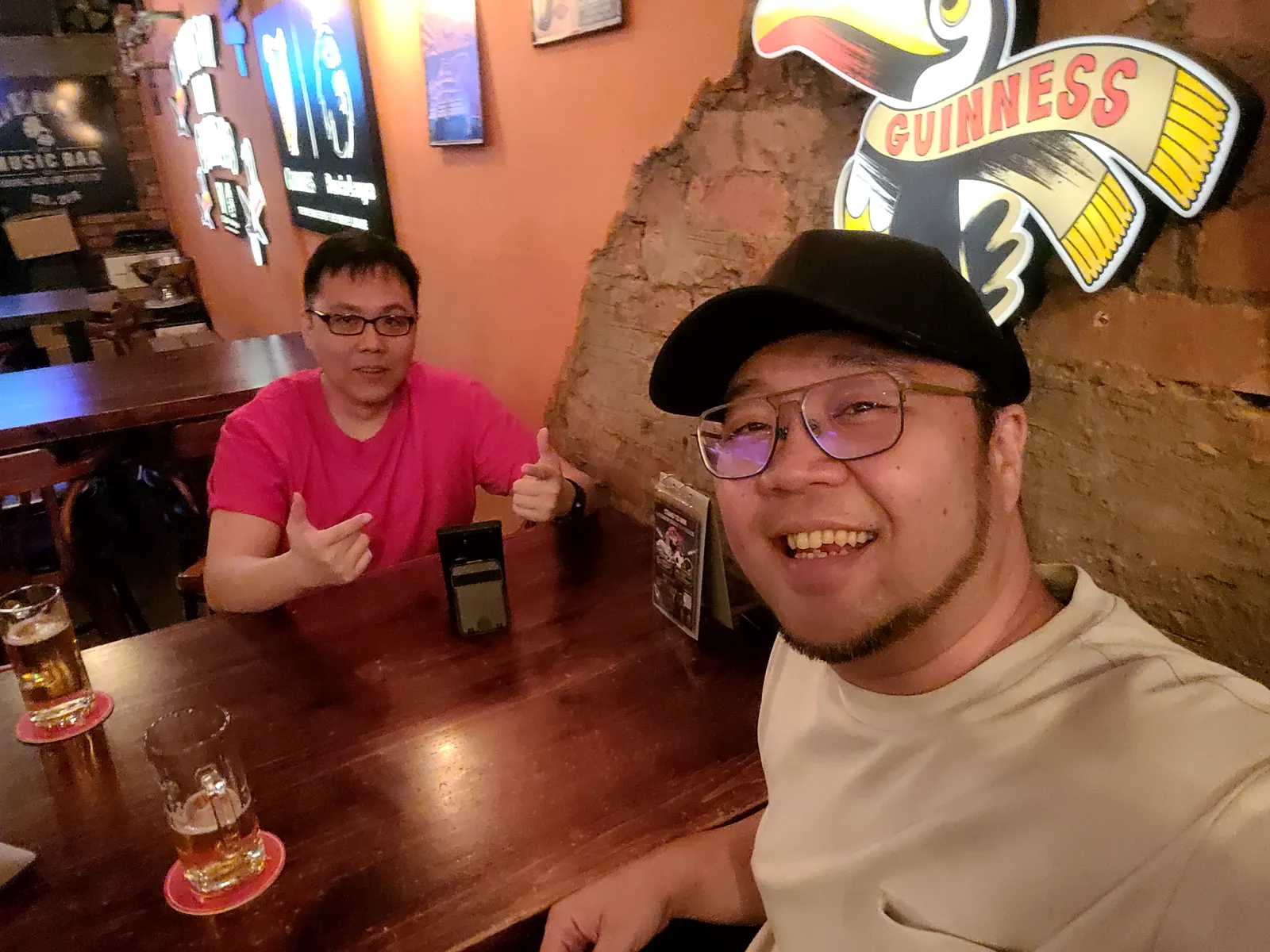 Selfie with a friend at a pub